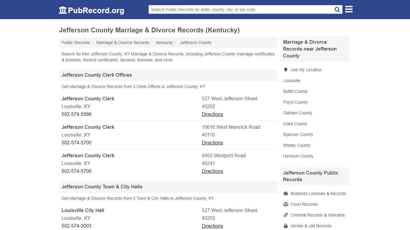 Free Jefferson County Marriage & Divorce Records (Kentucky ...