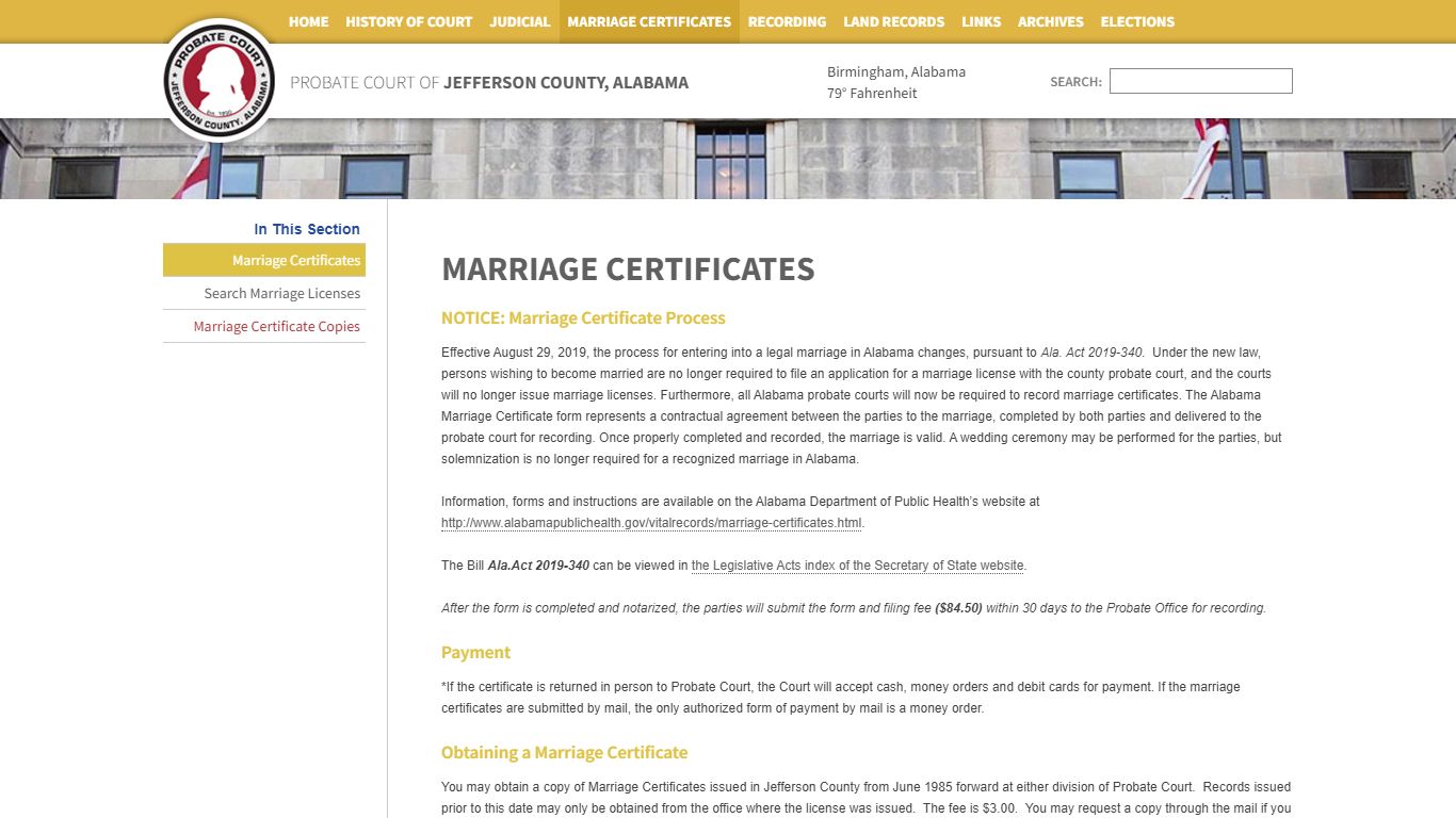 Marriage Certificates | Probate Court of Jefferson County ...